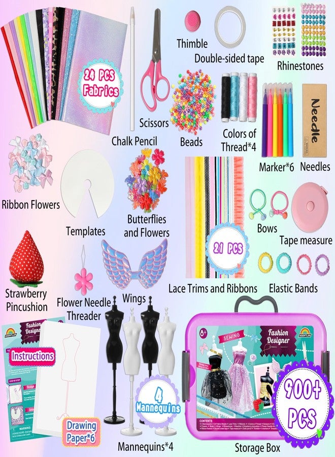 AGENTLAN 900+ Fashion Designer Kits for Girls with Mannequins-Kids Sewing Kits，Girls Fashion Design Gift，Arts and Crafts Kit，Girl Craft Activities Age 6 7 8 9 10 11 12 - Image 2